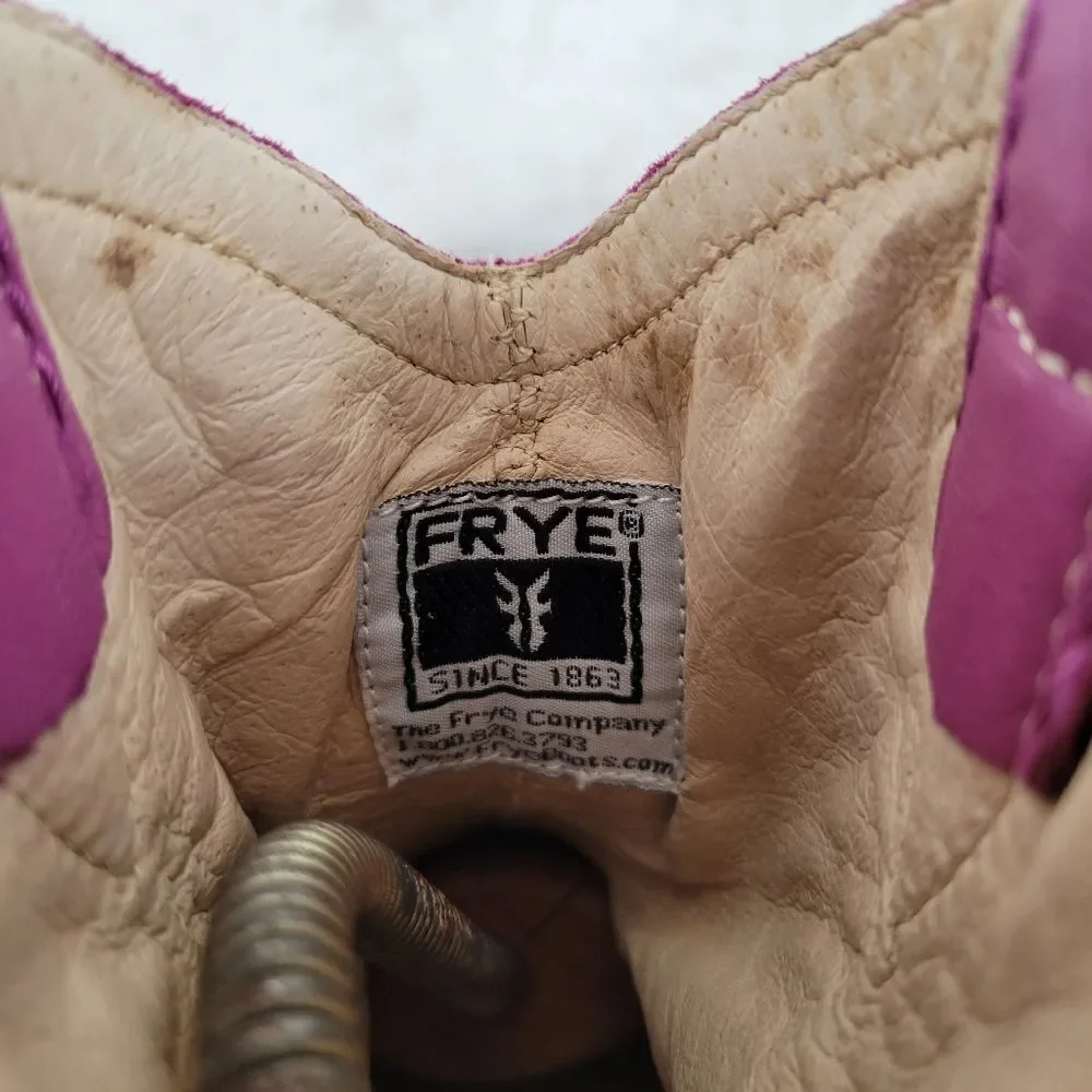 Frye Carson Shortie Youth 2 Purple Eggplant Leather Cowboy Cowgirl Boots
